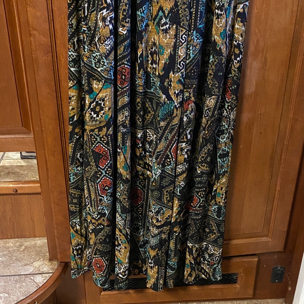 Denim 24/7 Vibrant Patterned Sleeveless 1X Maxi Dress Boho Hippie Summer Fall - Picture 4 of 10